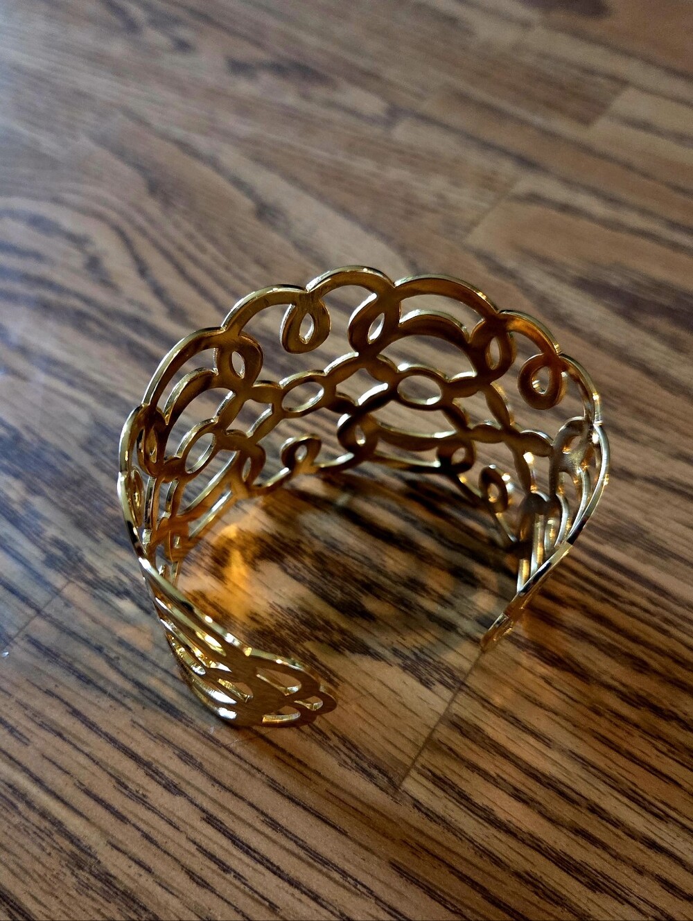 BRIGHTON "Skribbel Bangle" Gold Cut-out Wide Cuff Bracelet EVENT READY! - Picture 2 of 7